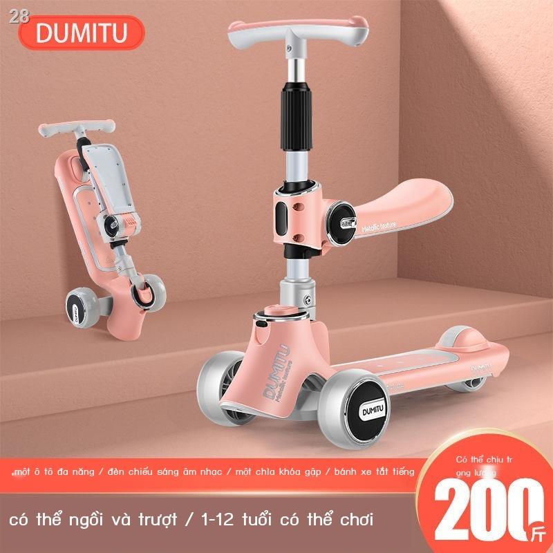 【2022】Xe đẩy trẻ em lớn ba trong một 1-3-9-12 tuổi có thể ngồi trên trượt scooter và gấp yo thăng bằng