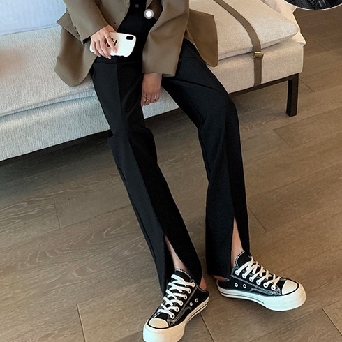 Quần ống rộng Xẻ Tà Thời Trang Nữ