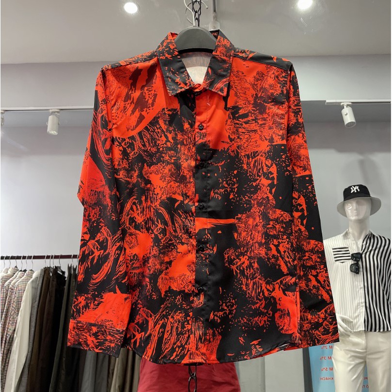 RODI Áo sơ mi nam nữ họa tiết loang đỏ, áo sơ mi nam nữ dài tay cá tính- D194 | BigBuy360 - bigbuy360.vn