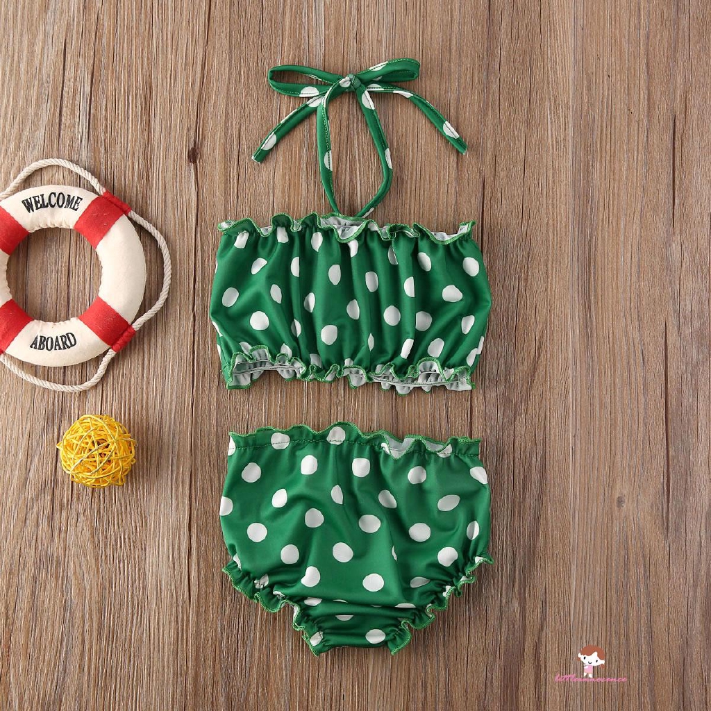 Bộ Bikini 2 Mảnh Chấm Bi Cho Bé Gái