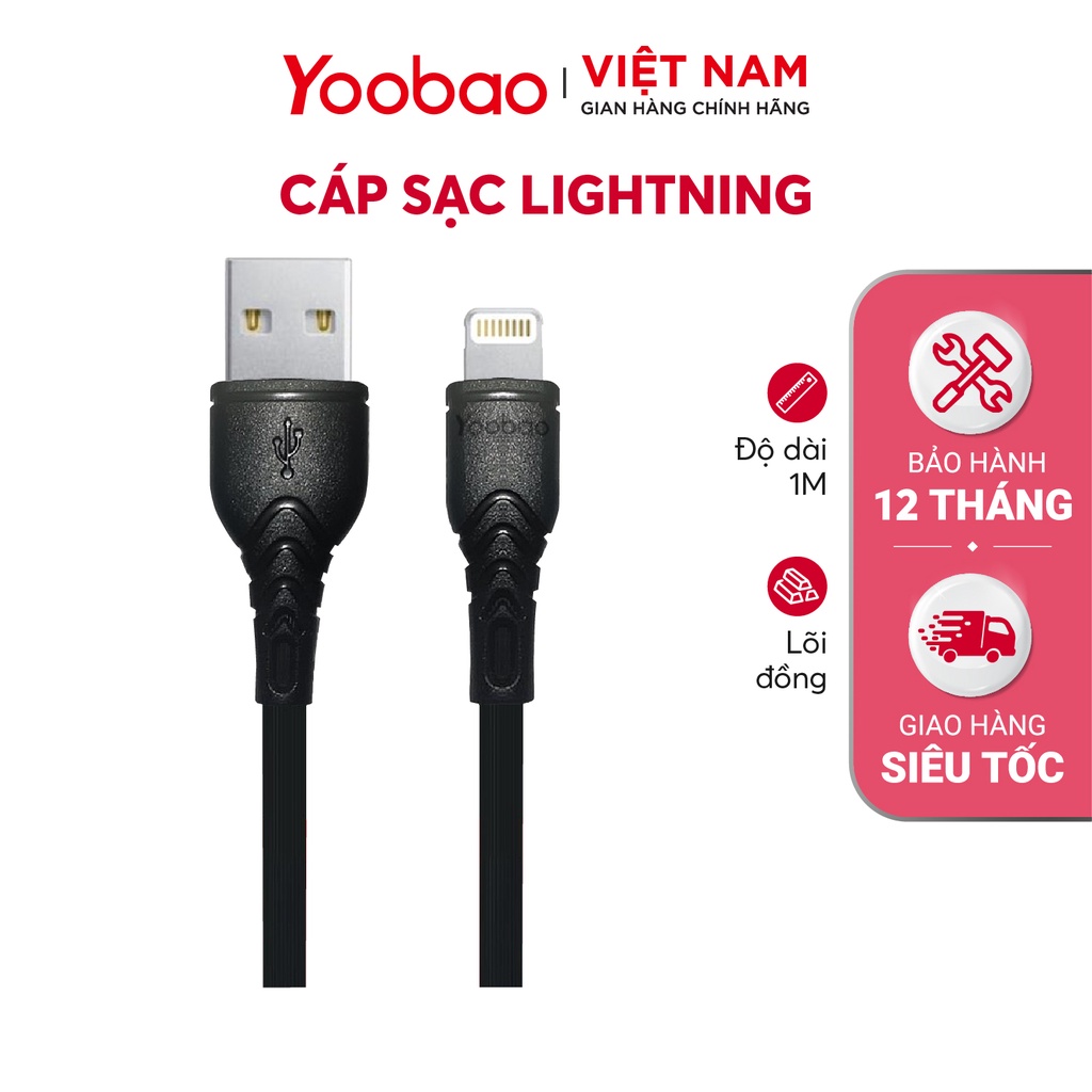 Dây cáp sạc cho iPhone iPad đầu Lightning Yoobao C4 dài 1m - Hàng Chính Hãng