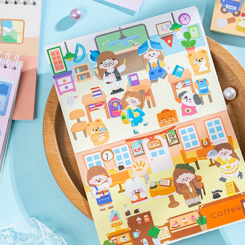 Bộ 30 Sticker Dán Trang Trí Sổ Hình Cô Gái Hoạt Hình 4 Kiểu Khác Nhau