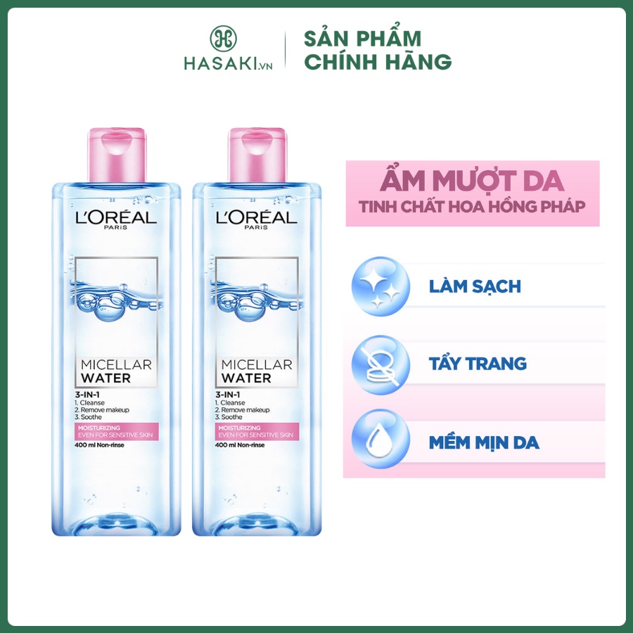 Nước Tẩy Trang Dưỡng Ẩm L'Oreal Moisturizing Even For Sensitive Skin 400ml Hasaki Sản phẩm chính hãng