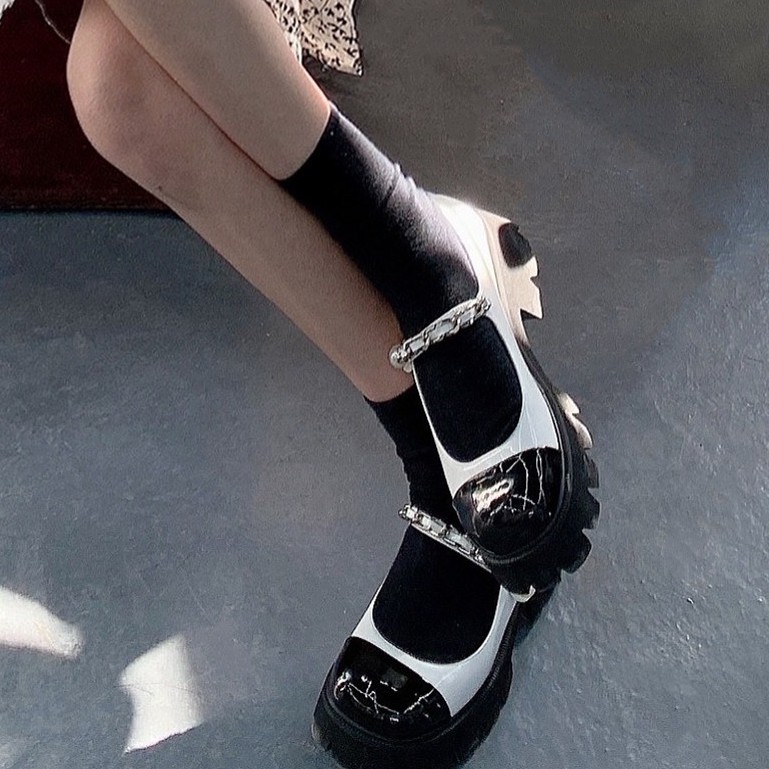 GIÀY DA ĐẾ DÀY MŨI TRÒN 5 PHÂN PHONG CÁCH ULZZANG