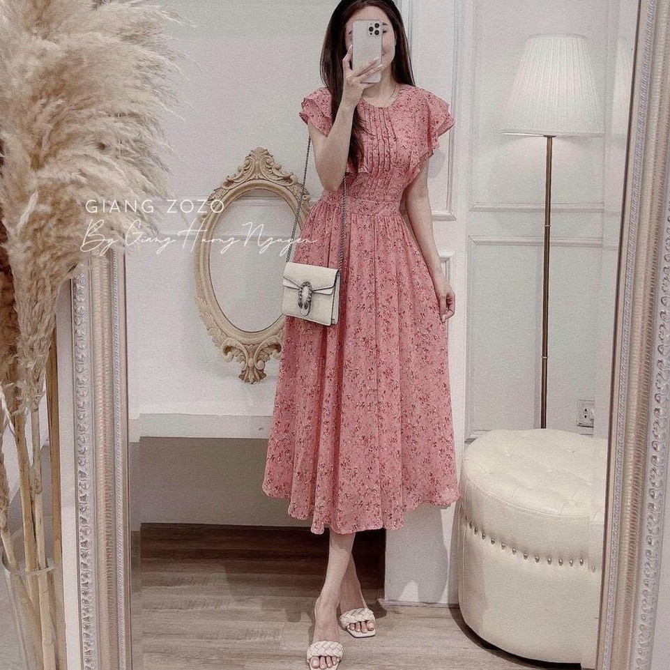 Váy hoa cánh tiên hồng, váy maxi hồng xinh xắn | BigBuy360 - bigbuy360.vn