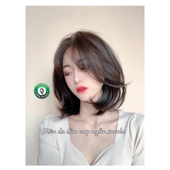 Siêu da đầu Cao Cấp Yuri Tran  màu choco tối mái bay siêu xinh, form chuẩn y hình thật.