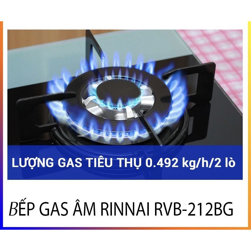 Bếp gas âm Rinnai RVB-212BG -  Có ngắt gas tự động - HÀNG CHÍNH HÃNG