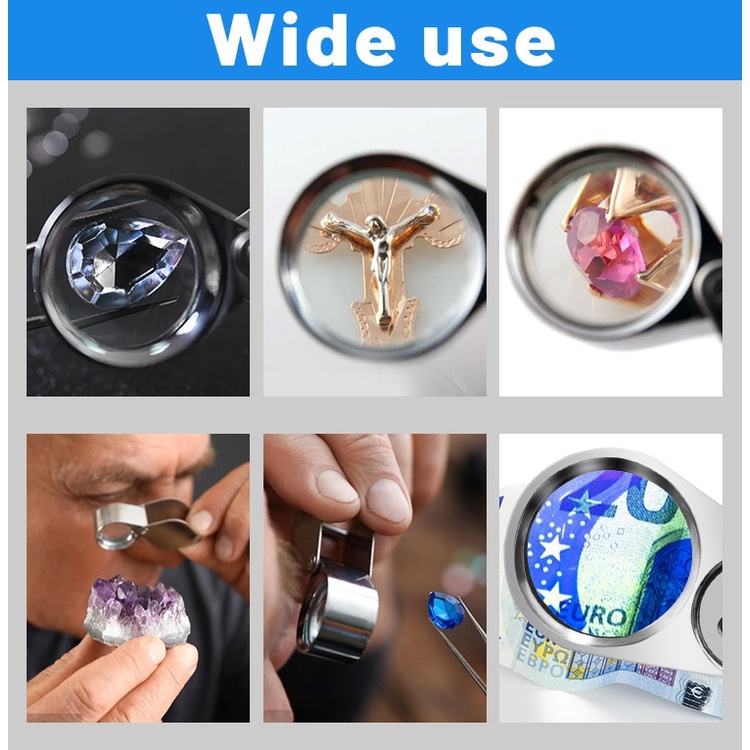 Kính Lúp Mini Bỏ Túi 40X Có Đèn LED UV Chuyên Dụng Làm Đồ Trang Sức