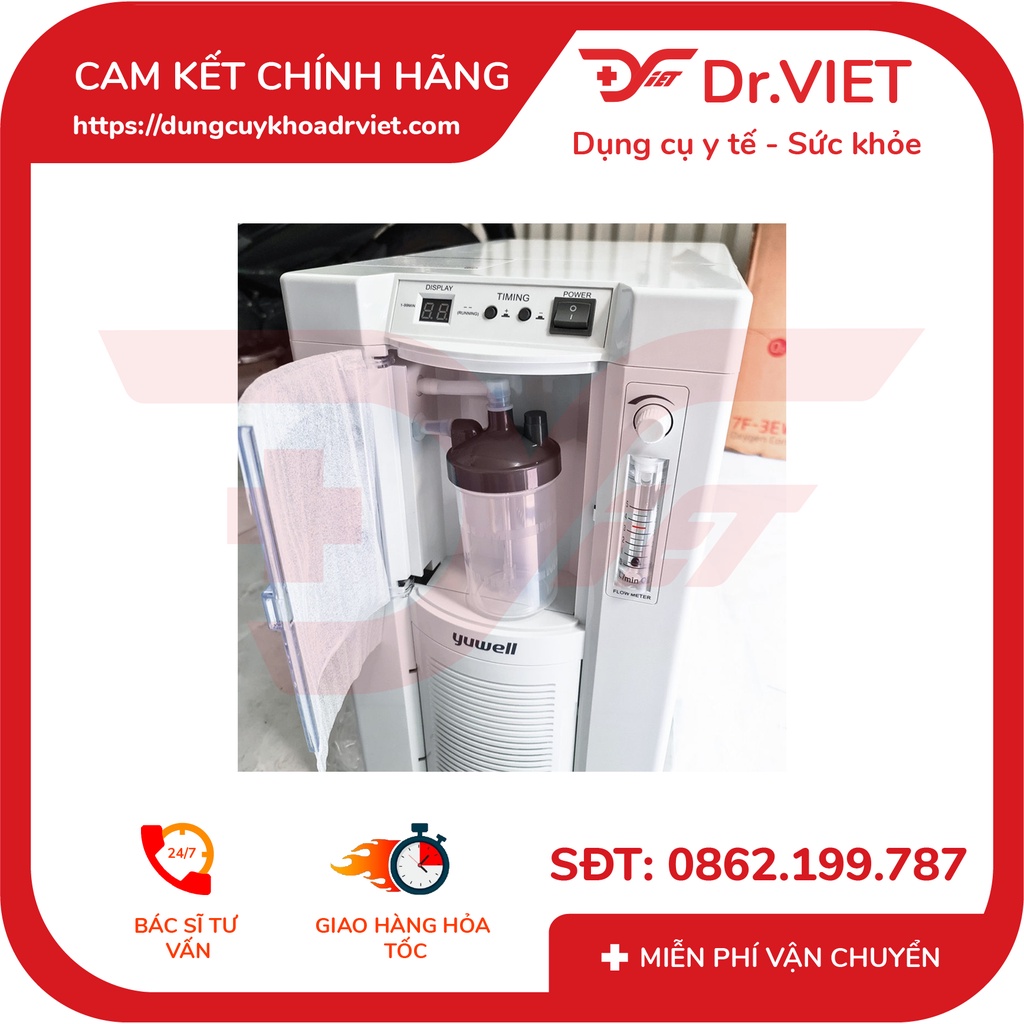 MÁY TẠO OXY 3 LÍT YUWELL 7F-3EW HÀNG CAO CẤP CHÍNH HÃNG - HỖ TRỢ BỆNH LÝ LIÊN QUAN ĐẾN HÔ HẤP, VIÊM PHỔI - DRVIET