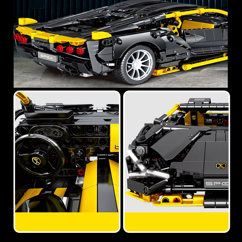 Đồ Chơi Lắp Ráp Mô Hình Siêu Xe TECHNIC Lamborghini Aventador Black Gold RC 701954 Với 1254 PCS