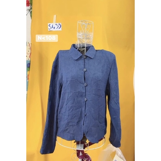áo somi xanh nút cài cổ điển nhật N