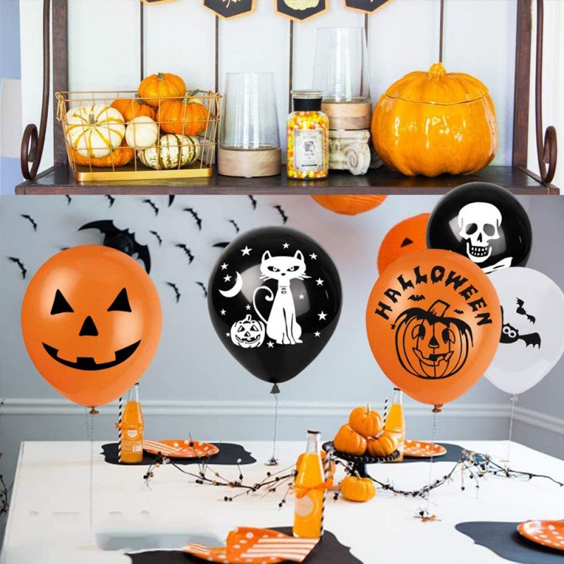 10 Bóng bay latex chủ đề Halloween hình bí ngô bóng ma