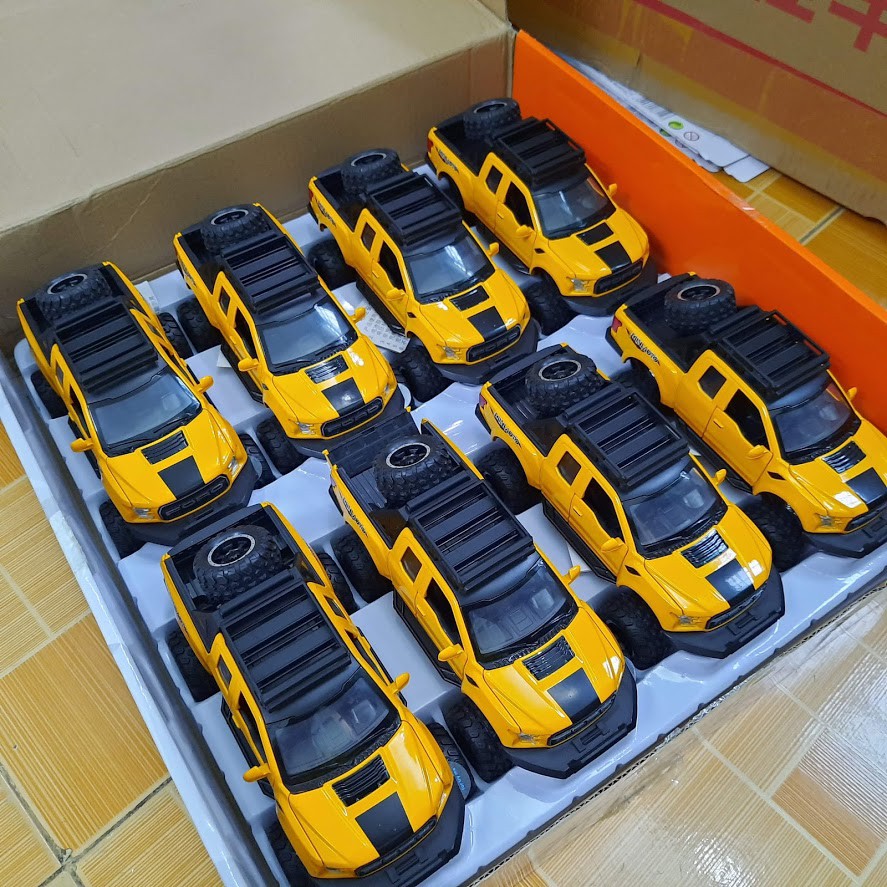 Xe mô hình ô tô FORD offroad F150 tỉ lệ 1:32 bằng hợp kim và nhựa đồ chơi trẻ em có âm thanh và đèn mở được cửa