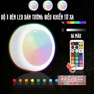 [Hàng Loại 1] Bộ 3 Đèn led dán gắn tường mini điều khiển từ xa thông minh chiếu sáng trang trí có 16 màu