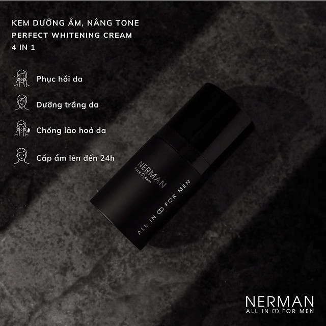 Combo dưỡng trắng da Nerman dùng cho nam giới bao gồm 1 Gel rửa mặt 100ml và 1 kem dưỡng trắng 30g - Hộp xấu