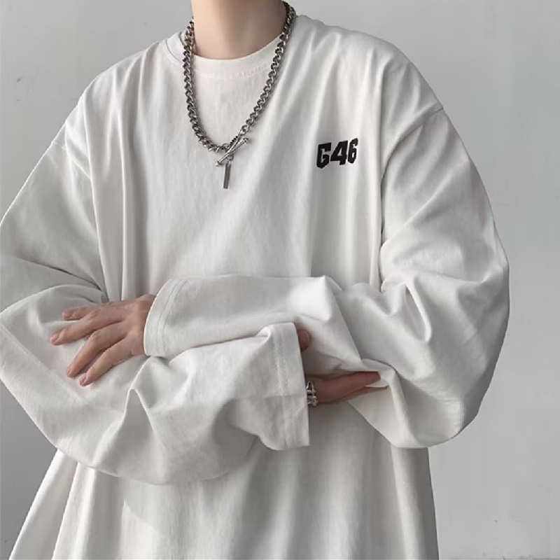 Áo Thun Tay Dài Dáng Rộng In Chữ Hoạt Hình Thoải Mái Thời Trang Cho Nam Và Nữ Size M-5XL