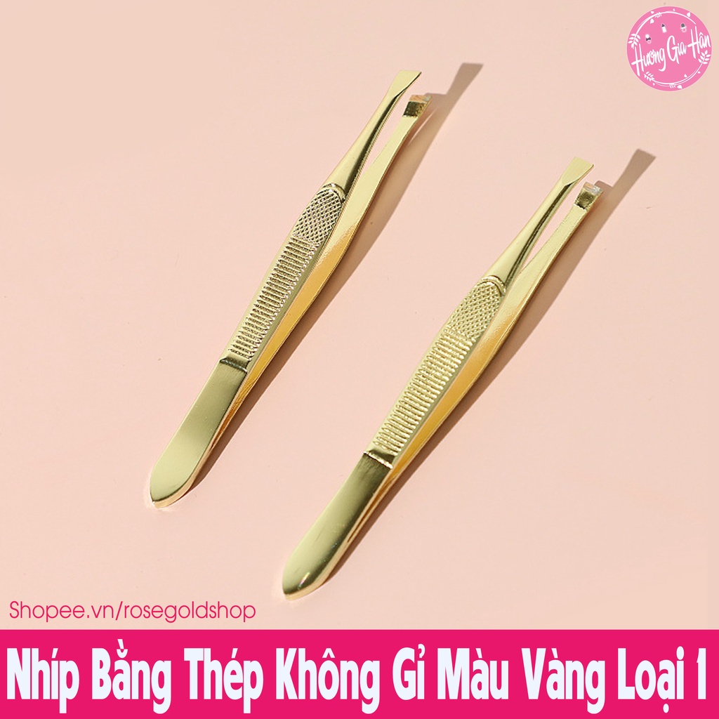 Nhíp Bằng Thép Không Gỉ Mạ Màu Vàng Đồng Loại 1 Dày Dặn Chắc Chắn