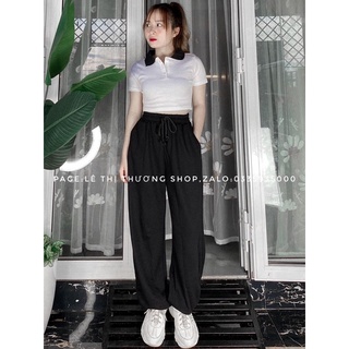 Set quần jogger + crop petter phối cổ