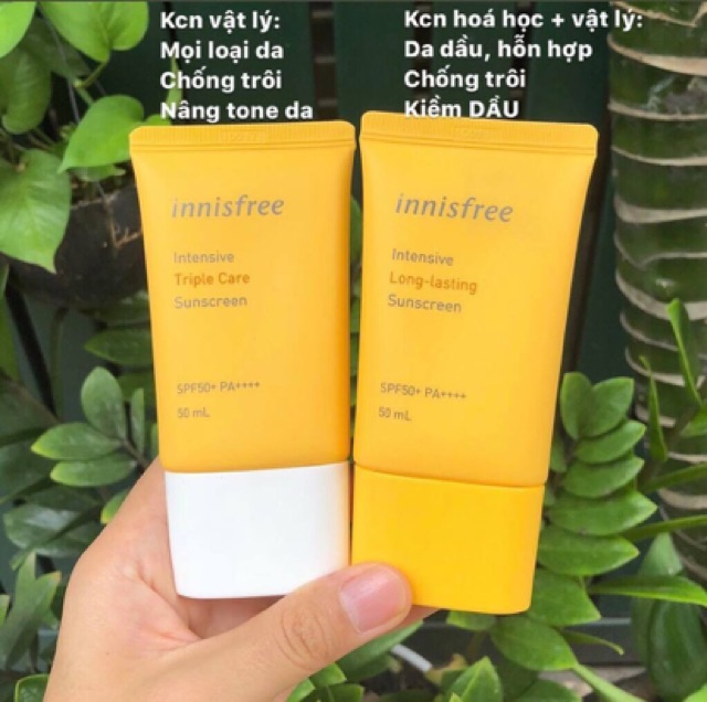 Kem Chống Nắng Innisfree SPF 50+/PA++++ Triple-Shield, Long-lasting, No Sebum