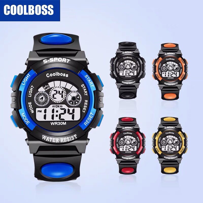 Đồng hồ Sport trẻ em đèn LED phát sáng chống nước 30m thiết kế thể thao siêu bền
