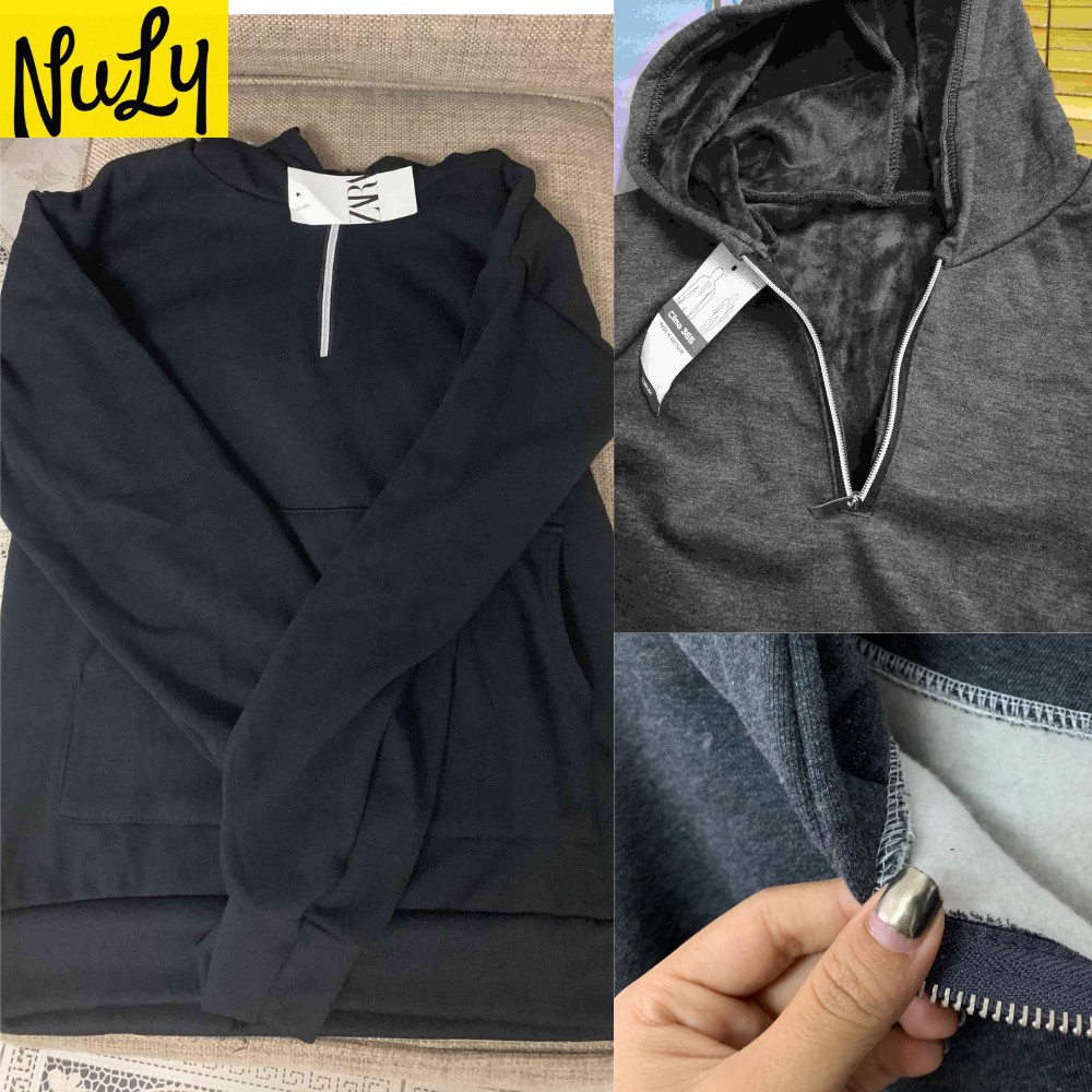 Áo Hoodie Nỉ Bông, Form Rộng Ulzzang Phối Khóa Kéo Cổ Độc Đáo NULY, HDKC | WebRaoVat - webraovat.net.vn