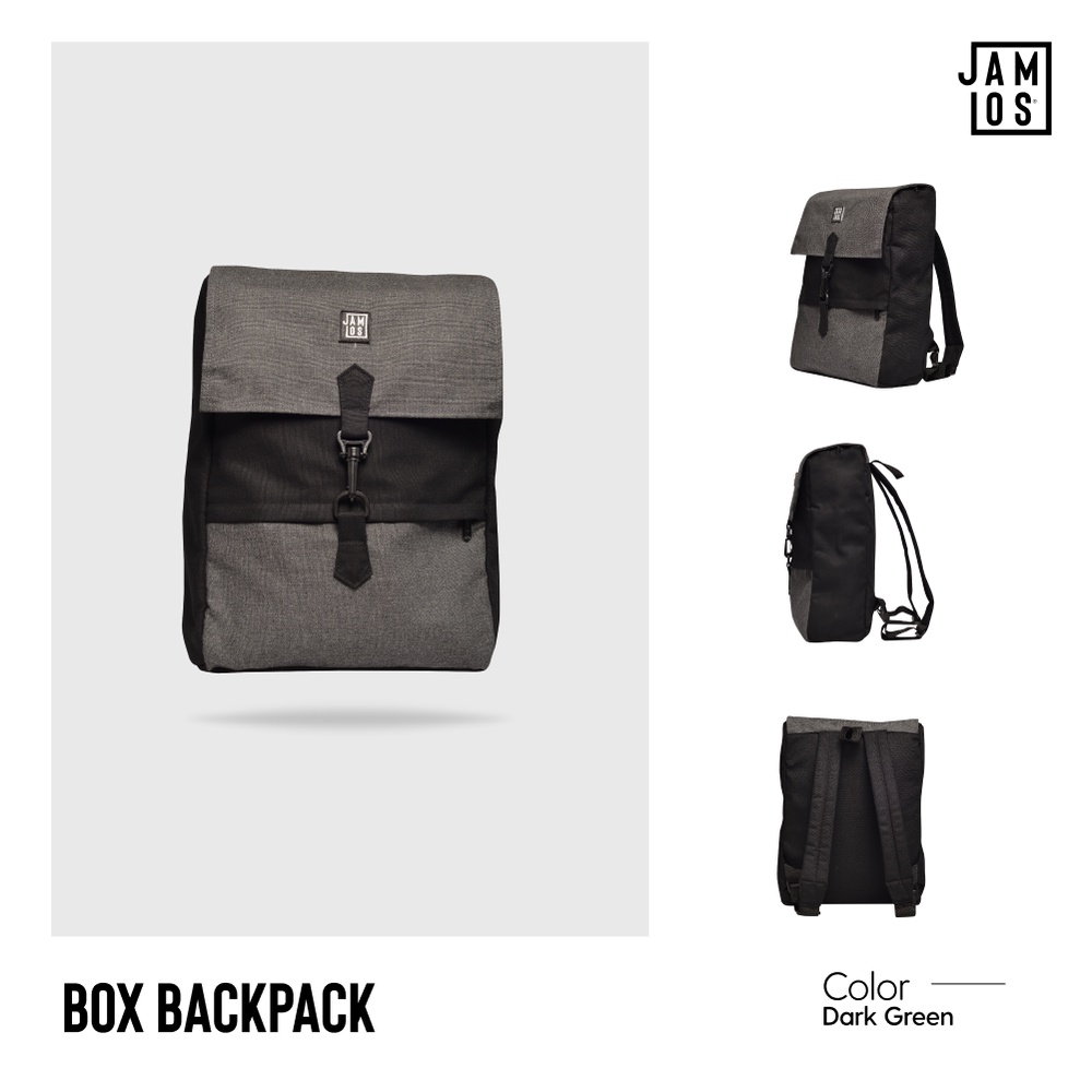 Jamlos Box Backpack - Balo vải canvas đi học du lịch thời trang chống sốc vừa laptop 13&quot; 15&quot; giấy A4