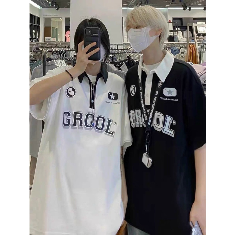 Áo Thun Nam Nữ Polo Cổ Lệch Phối Màu Cổ Bẻ Dày Mịn Thoáng Mát Thiết Kế Thời Trang Kiểu Dáng Năng Động Trẻ Trung