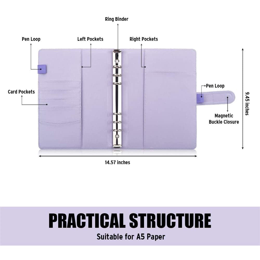 Bìa Da Pu Đựng Tài Liệu Giấy Tờ Khổ A6 Có Khóa Kéo Và Ngăn Kéo Tiện Dụng