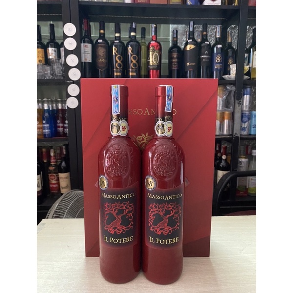 Combo Hộp đôi 2 Chai vang đỏ Ý MASO ANTICO 15 750ml-Tặng Kèm Hộp đôi Và Túi xách Giấy