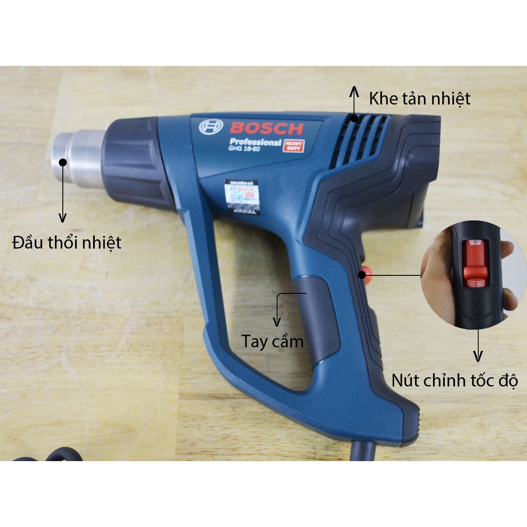 Máy thổi hơi nóng Máy khò nhiệt Bosch GHG 18-60 Bảo hành điện tử 6 tháng Xuất xứ Rumani