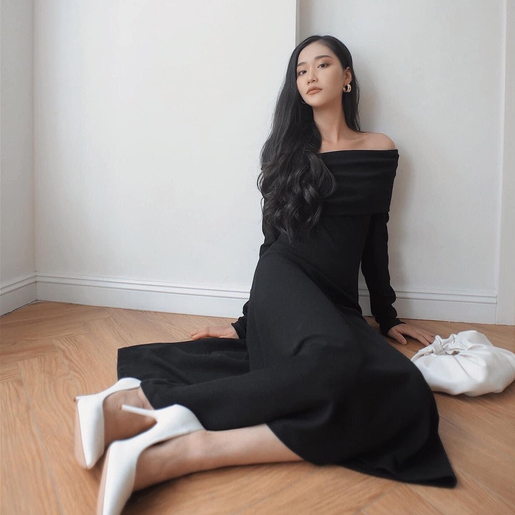 Đầm dự tiệc trễ vai màu trắng body tay dài, đầm lệch vai sexy hàng thiết kế chính hãng Kim Hoàng - (Mẫu Lệch Vai) | BigBuy360 - bigbuy360.vn