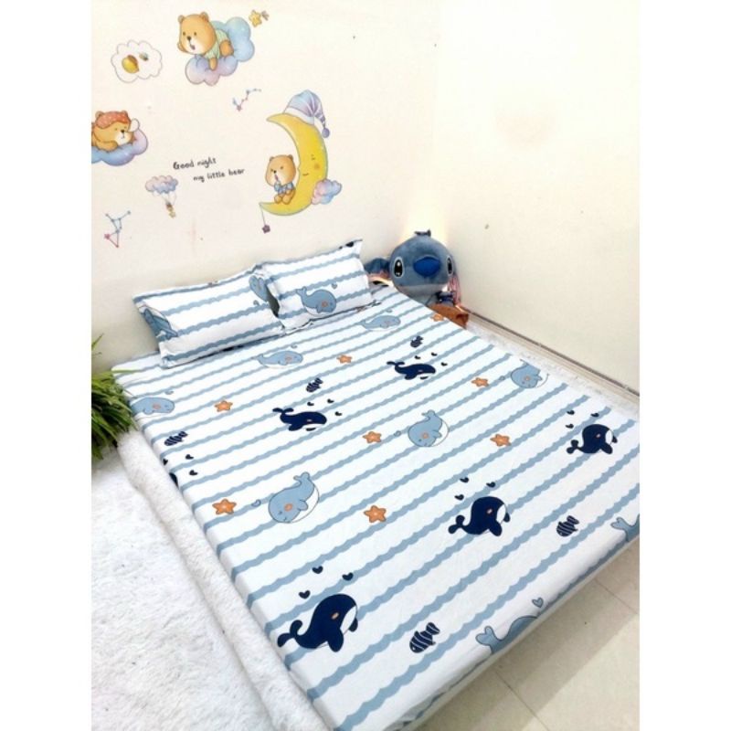 Bộ ga gối 2m×2m2 drap giường poly, ga trải giường cute + 2 vỏ gối nằm cute mẫu mã đa dạng