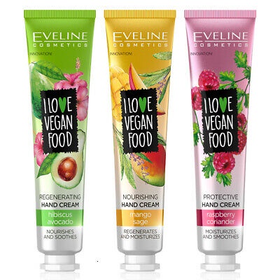 Bộ sản phẩm Kem Eveline I Love Vegan ngăn ngừa khô ráp da tay, giúp khôi phục mềm mại da tay -Tuýp 50ml Nhập khẩu Ba Lan