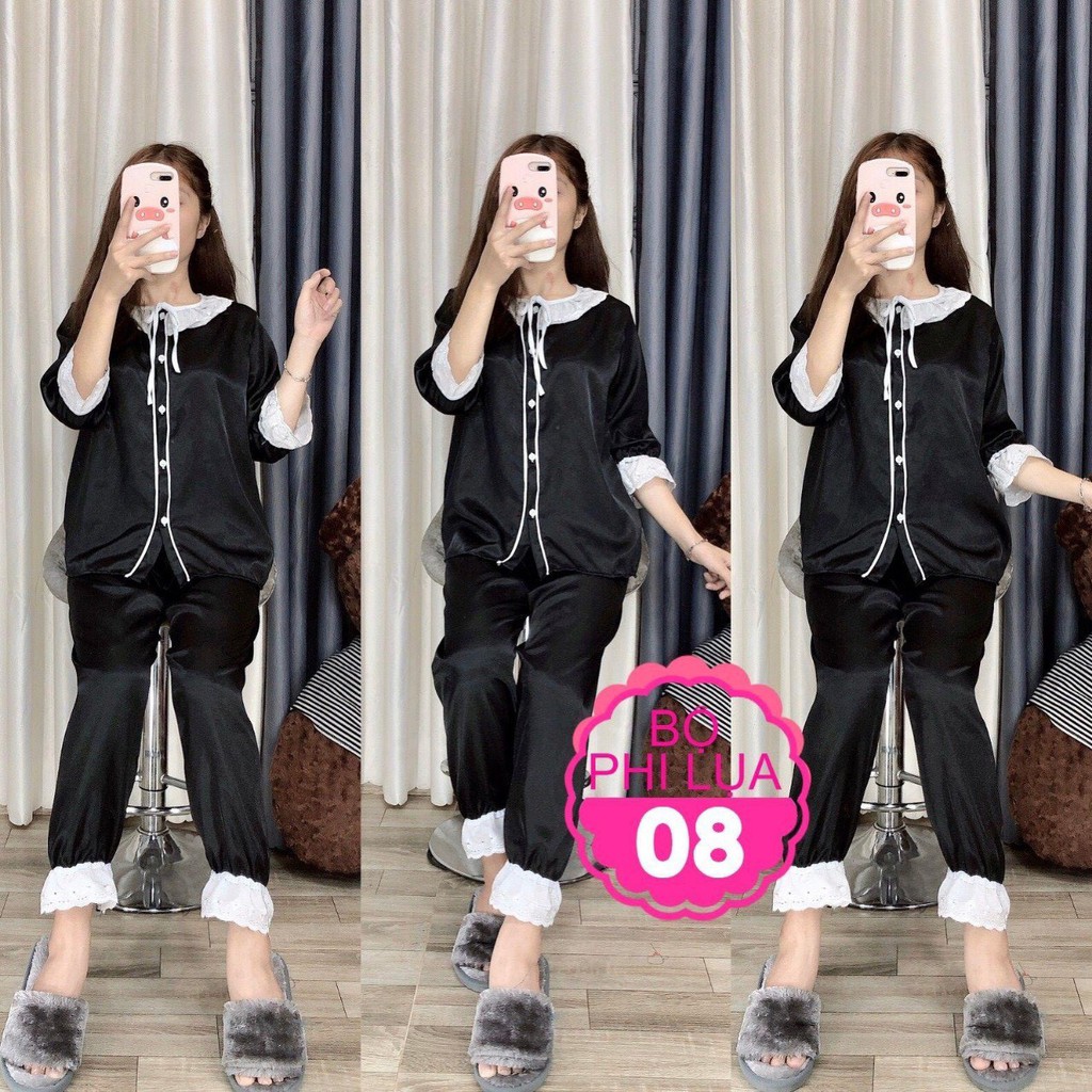 Đồ bộ nữ phi lụa phối ren PHI LỤA 08