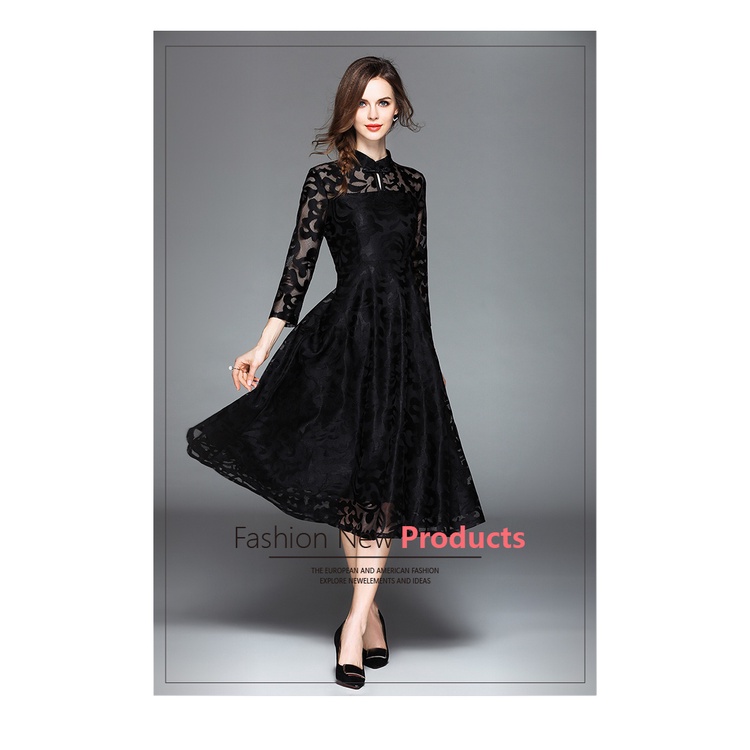 Đầm Chữ A Phối Ren Thanh Lịch Chất Lượng Cao Dành Cho Nữ