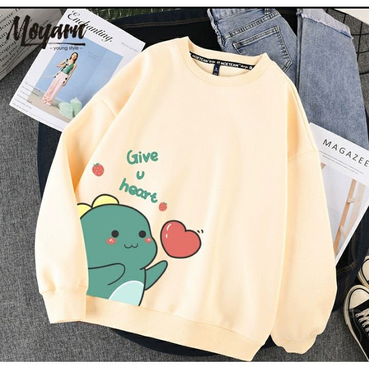 Áo nỉ cổ tròn bo gấu lợn chỉ đạo chất nỉ da cá dày siêu ấm, phù hợp cho các bạn đi dạo phố, hẹn hò, đi học, du lịch.