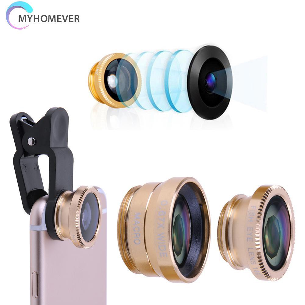 myhomever 3 in 1 Fish Eye+ Wide Angle+ Macro Camera Lens Kit for Phone