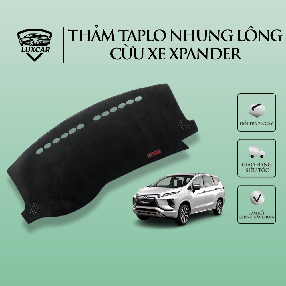 Thảm Taplo Nhung Lông Cừu MITSUBISHI XPANDER - Dế Cao Su Chống Trượt LUXCAR