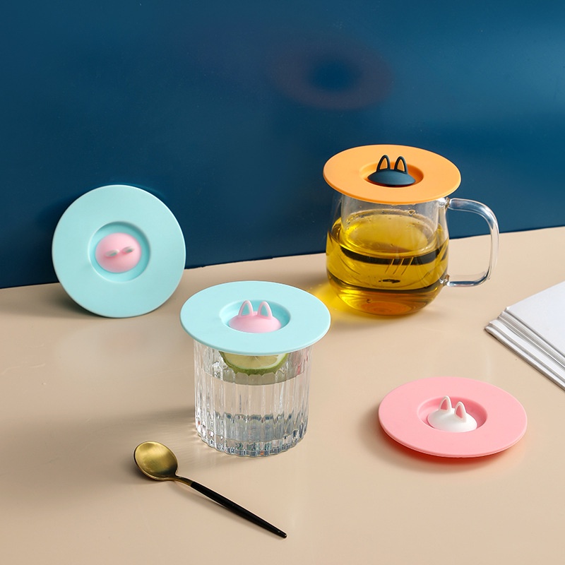 Nắp Đậy Ly Trà Bằng Silicone Chống Tràn Chống Bụi Hình Tai Mèo Sáng Tạo