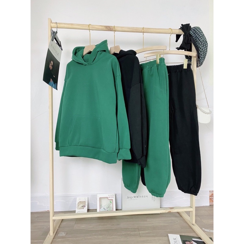 Set nỉ hoodie mũ hai lớp xịn xò phong cách unisex cực cool