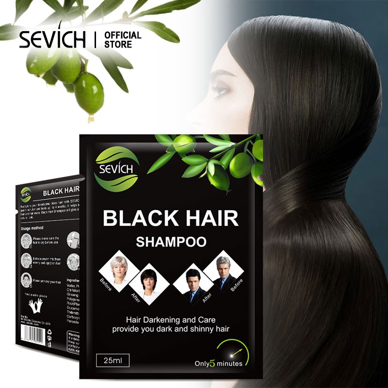 Set 5/ 10 gói dầu gội SEVICH thảo mộc tự nhiên làm đen tóc tức thì trong 5 phút