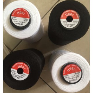 Chỉ may Tiger 5000 m xịn màu trắng đen - 10 cuộn