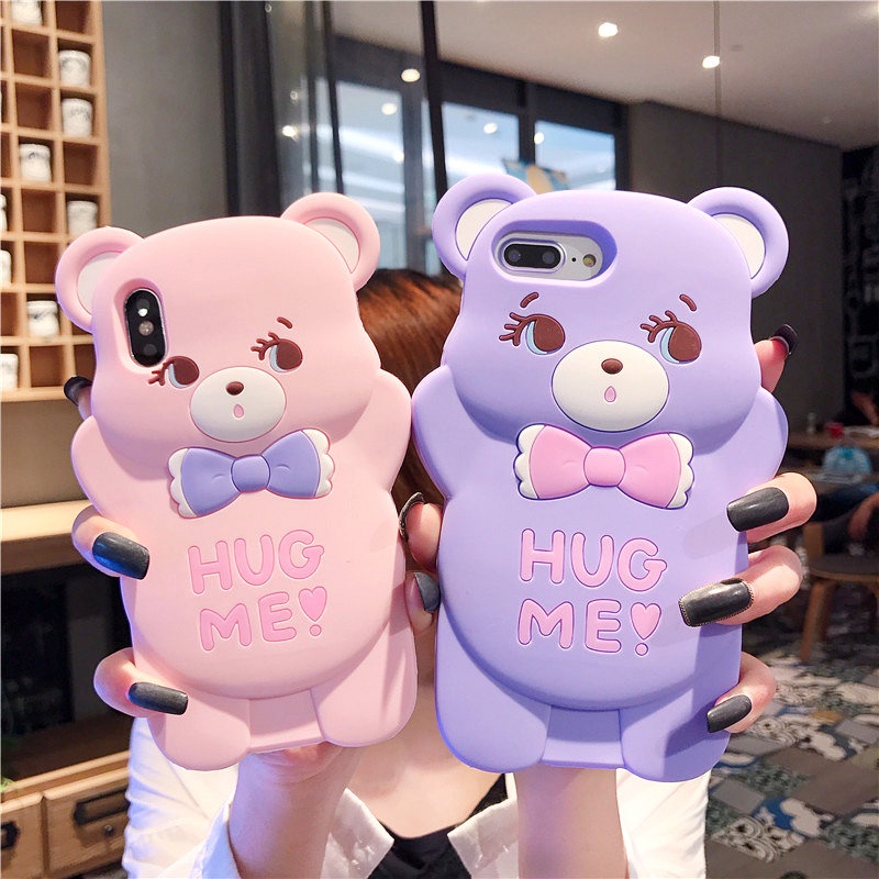 Ốp điện thoại silicon hình gấu 3D cho iPhone 4 4s 5 5s 6 6s 7 8 Plus SE 2020 X Xs Max XR iPhone 11 Pro Max iPhone 12 Pro Max 12 Mini