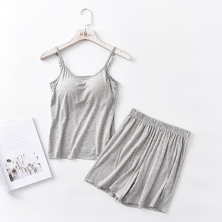[ Hàng mới về 15/2] - Bộ ngủ hai dây đệm ngực cotton siêu đẹp ( kèm bra)