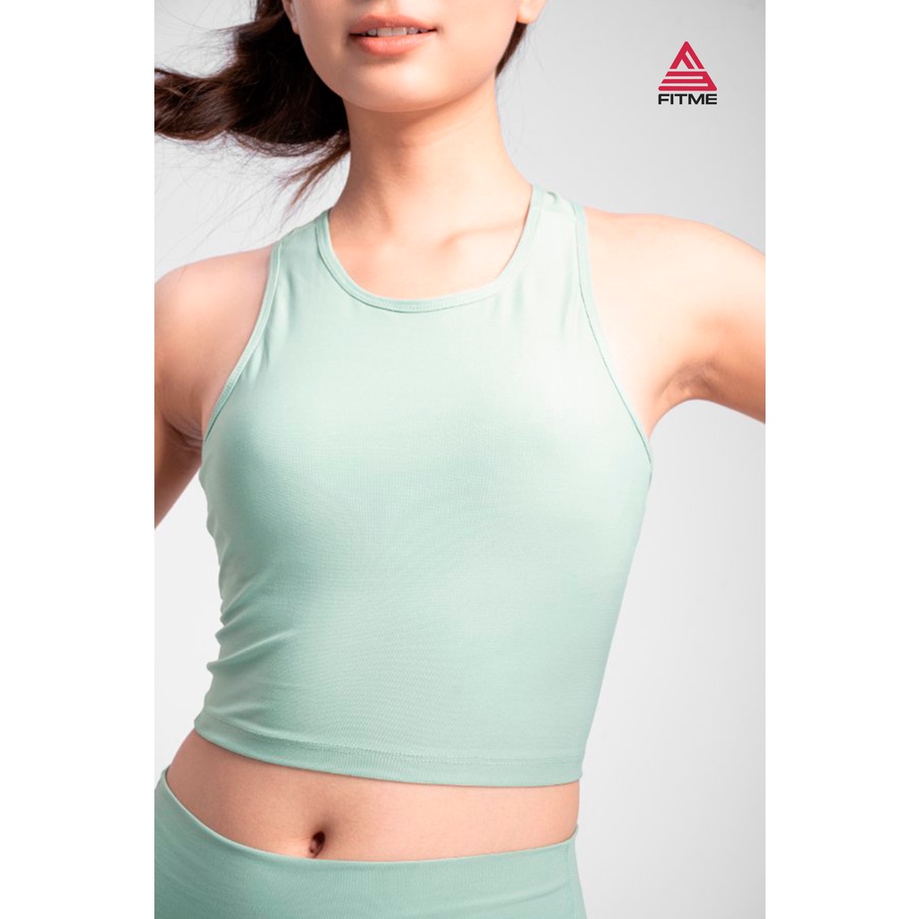 Bộ quần áo tập gym nữ Fitme áo croptop thể thao quần legging đùi chất liệu thun co giãn năng động