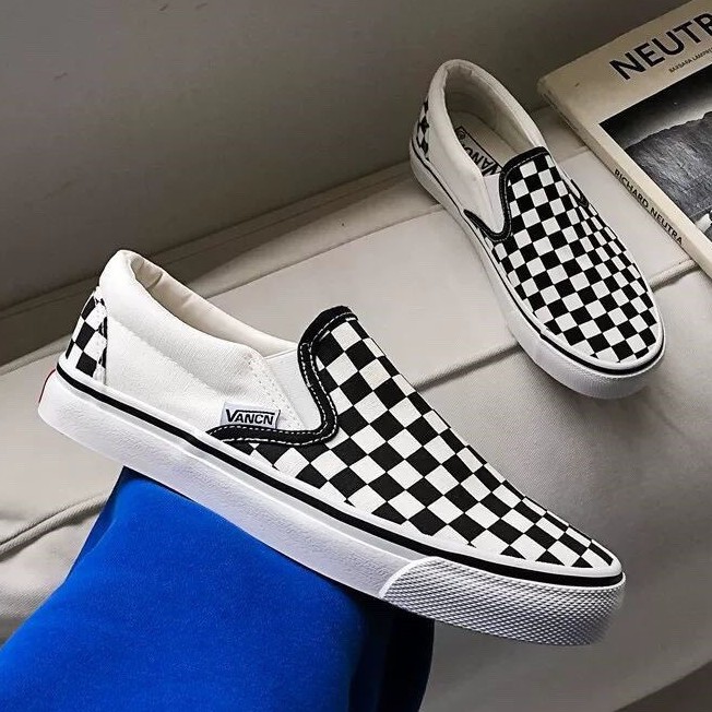 Giày 𝐕𝐀𝐍𝐒 Caro lười viền trắng, vans buộc giây ,giày thể thao nam nữ 2021 sezi 36_43 full box bill | BigBuy360 - bigbuy360.vn