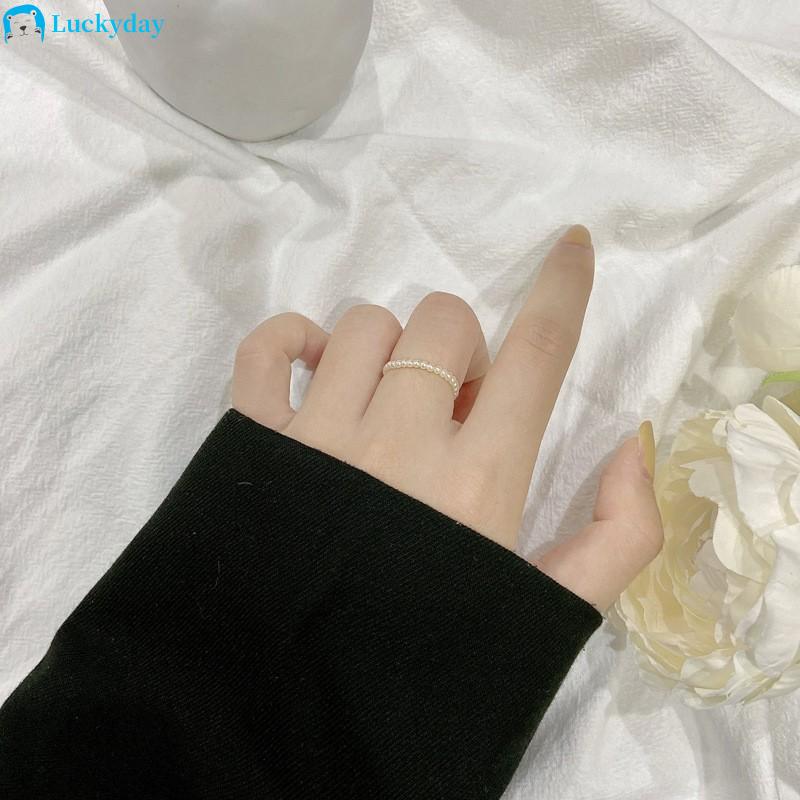 Nhẫn đính hạt ngọc trai giả phong cách hàn quốc thời trang sang trọng cho nữ