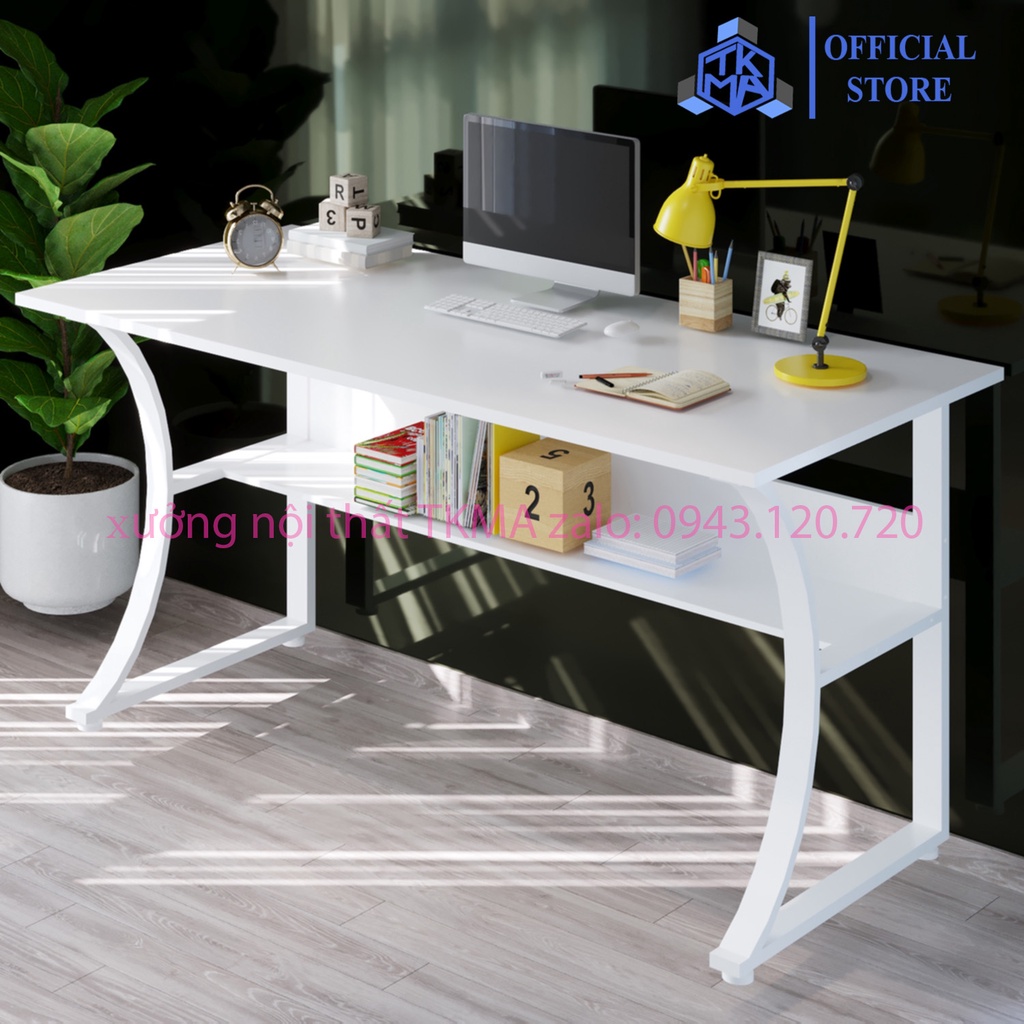 Bàn làm việc 120x60cm KÈM KỆ SÁCH, game gaming, bàn học để may tính cho bé hoc lam viêc, chân sắt sơn tĩnh điện TKMA
