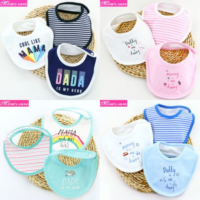 Set 3 yếm momcare cao cấp cho bé từ 0-2 tuổi