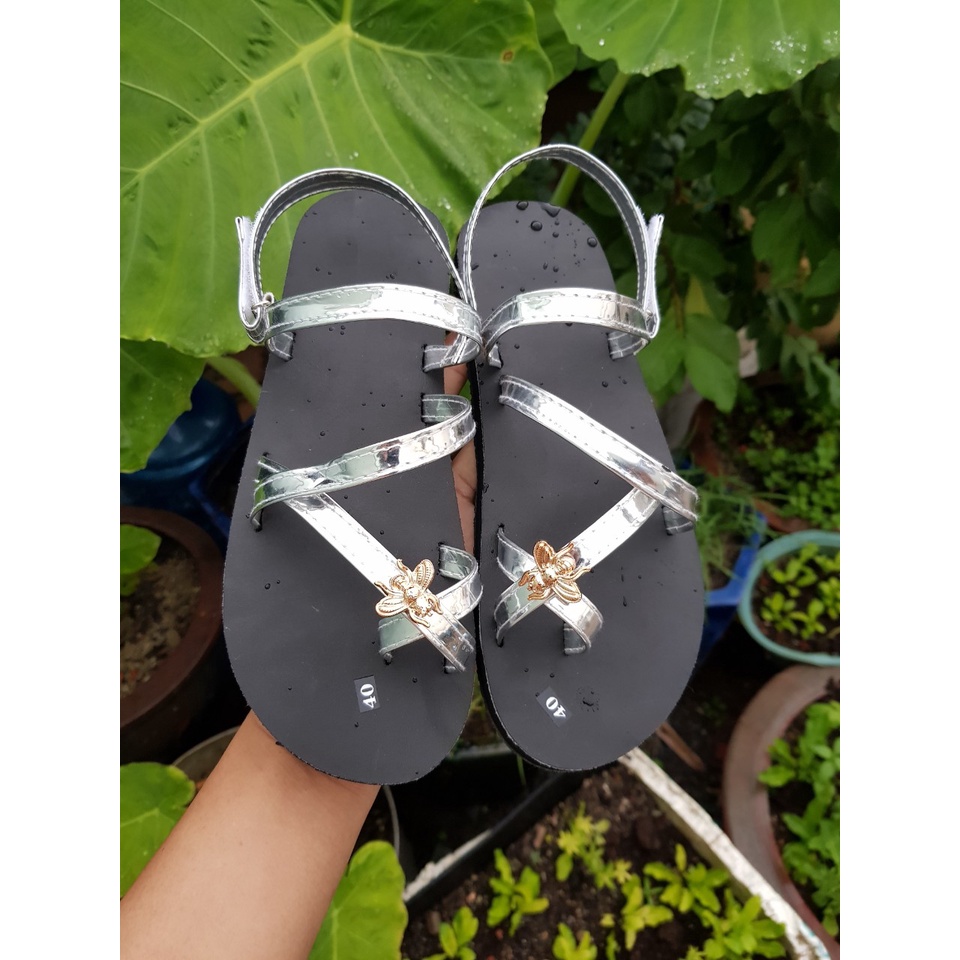 sandal đồng nai xăng đan nữ đế đen quai bạc size từ 34 đến 42 nữ